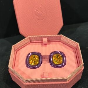 Swarovski Yellow and Purple Earrings